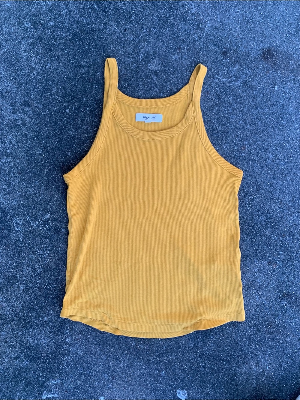 Madewell Mustard Ribbed Tank Top - Women's Scoop Neck